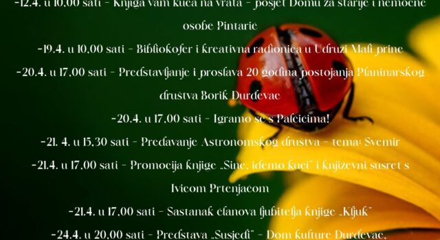 Raspored događanja za travanj