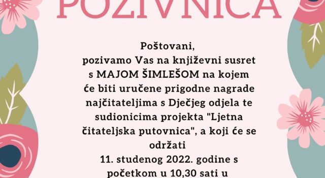 Književni susret s MAJOM ŠIMLEŠOM